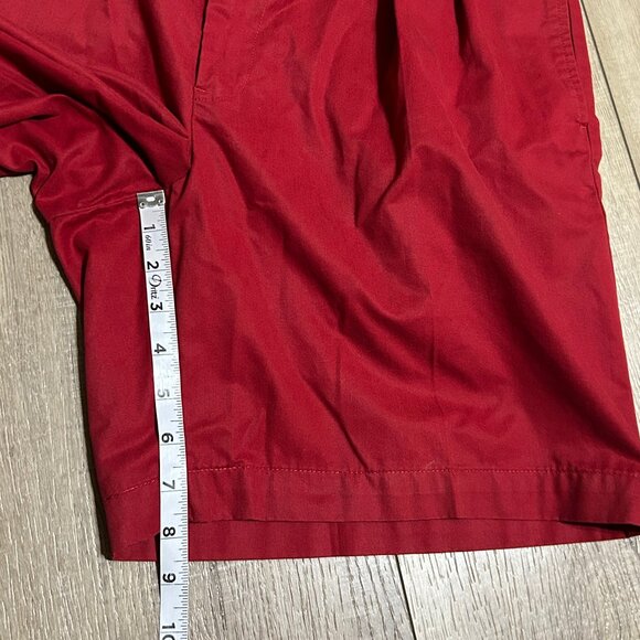 Vtg POLO GOLF Ralph Lauren Pleated Red Poly Cotton Shorts Mens Size 36 - Picture 9 of 11